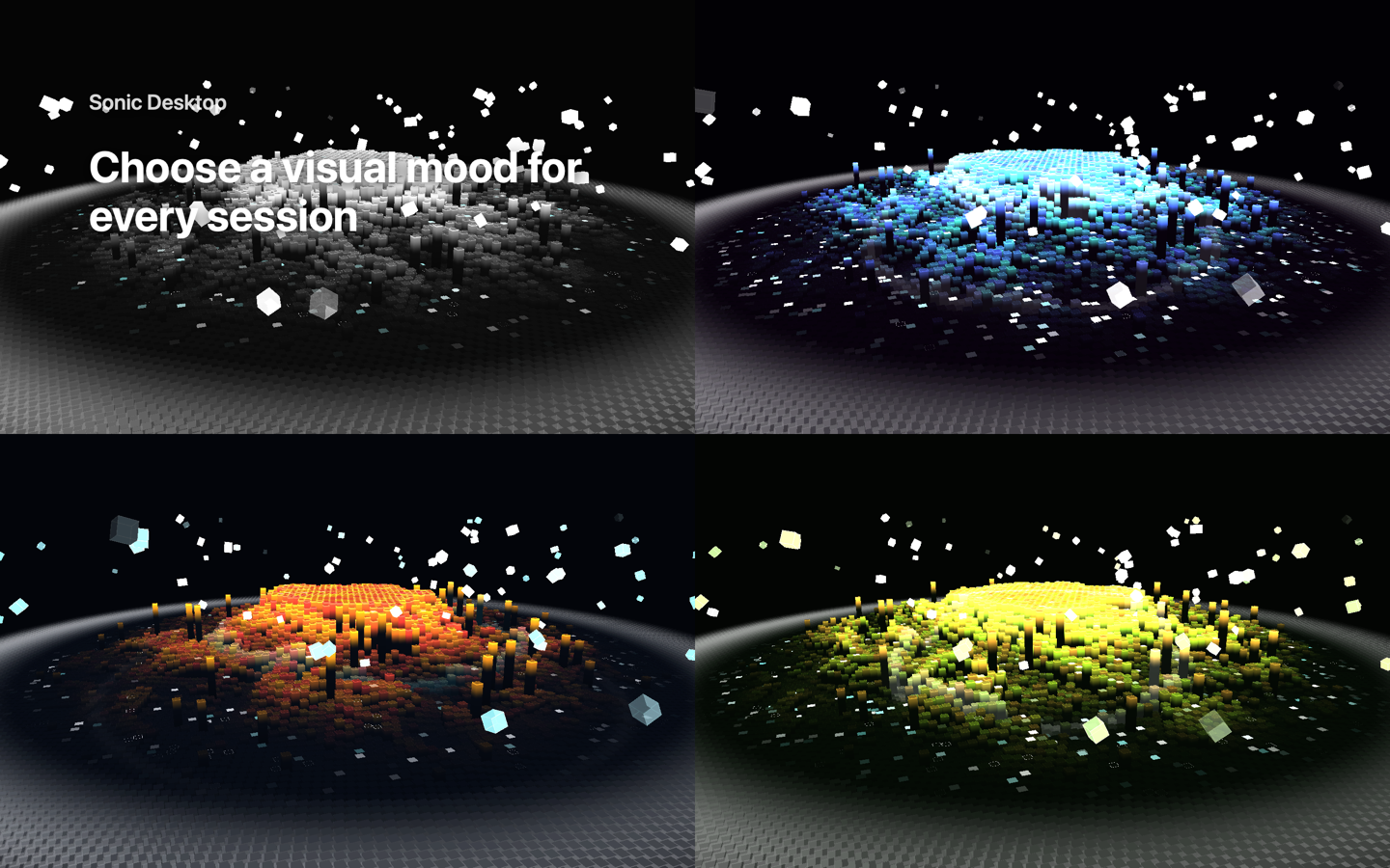 Sonic Desktop visual mood presets.