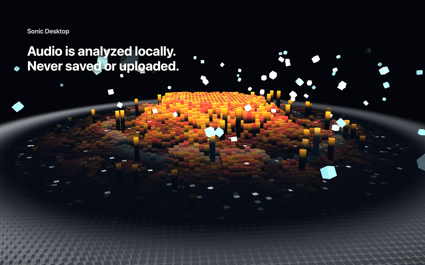 Sonic Desktop local audio privacy explanation.